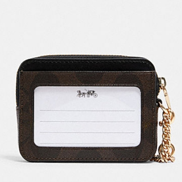 ❤COACH  | Card Case with Chain Strap in Signature Canvas - Picture 2 of 13